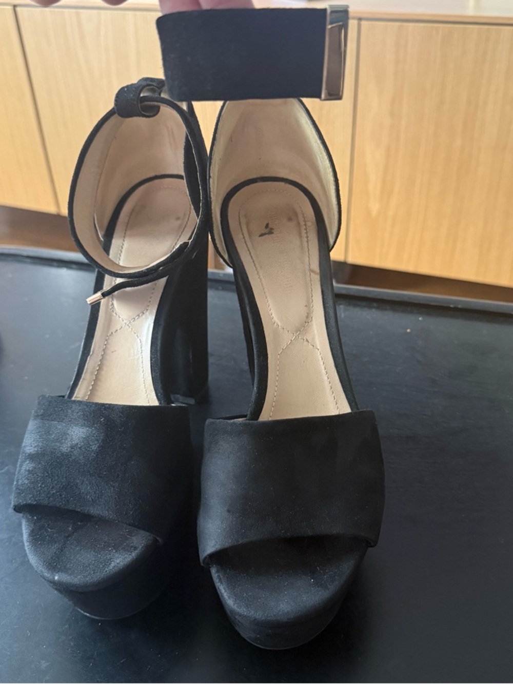 Nicholas Kirkwood Black Suede Platform Heels with Pearl Detail - Picture 4 of 9
